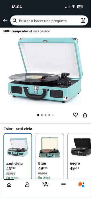 Tocadiscos Vinilo Azul