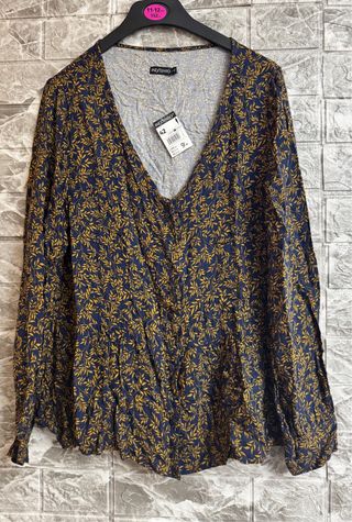 Camisa NEXT Estampada Azul y Amarillo Talla 42