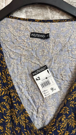 Camisa NEXT Estampada Azul y Amarillo Talla 42