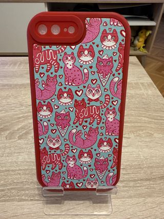 Funda iPhone 7/8 Pro Gatos Rosas