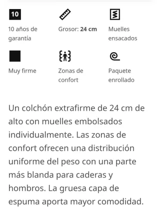 Colchón VALEVÅG 160x200 cm extra firme