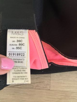 Sujetador deportivo M&S Negro y Rosa