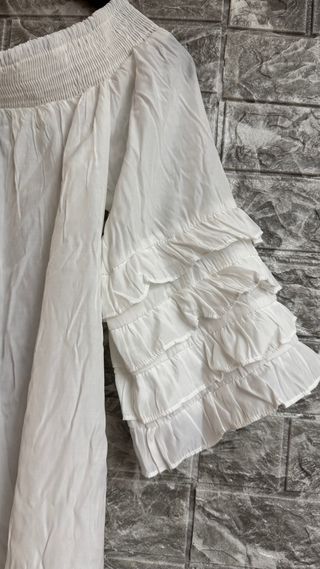 Vestido blanco hombros descubiertos L