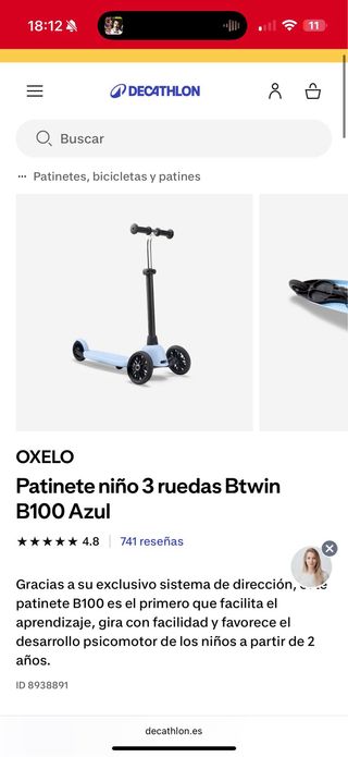 Patinete infantil Decathlon azul 3 ruedas