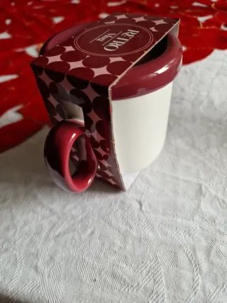 Tazza Retro Mug Ceramica Rossa Bianca
