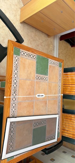 Mesa de jardín madera y cerámica