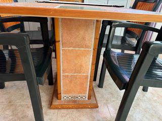 Mesa de jardín madera y cerámica