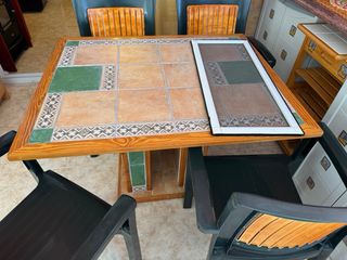 Mesa de jardín madera y cerámica