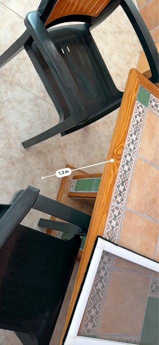 Mesa de jardín madera y cerámica