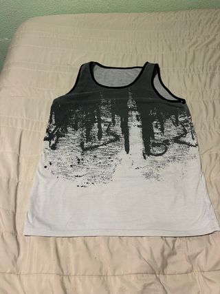Camiseta tirantes hombre gris/blanco Talla M