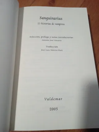 Sanguinarius: 13 historias de vampiros (Gótica)...