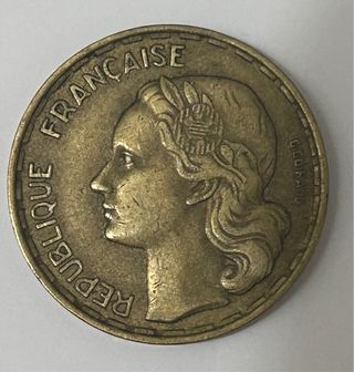 Moneda 5 Francos Francia 1953 Gallo