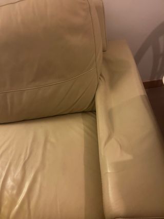 Divano e poltrona in pelle beige