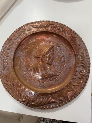 Antico piatto in rame da appendere 35cm