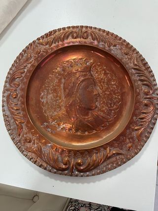 Antico piatto in rame da appendere 35cm