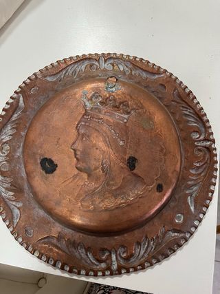 Antico piatto in rame da appendere 35cm