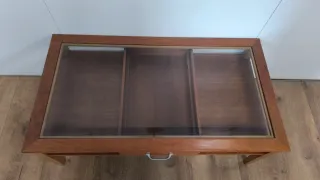 MESA BAJA CENTRO AUXILIAR MADERA Y CRISTAL