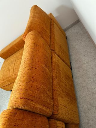 Sofá chaiselongue 3 plazas naranja
