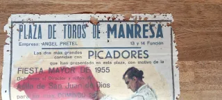 Cartel Taurino Manresa 1955,Fiesta Mayor