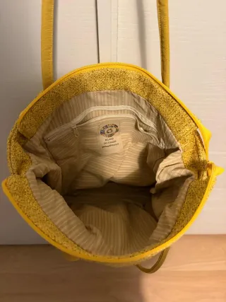 Borsa artigianale gialla in tessuto