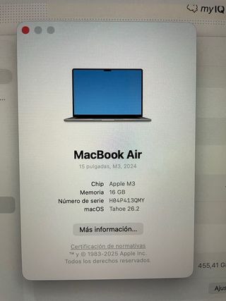 MacBook Air 15 M3 16GB 512GB SSD.