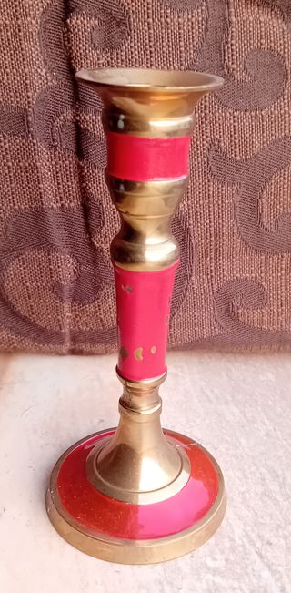 Portacandele, vasetti, e brocca in ottone vintage