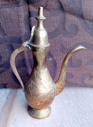 Portacandele, vasetti, e brocca in ottone vintage