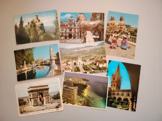 8 Cartoline Vintage Anni 80 con Francobolli Italia