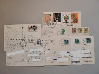 8 Cartoline Vintage Anni 80 con Francobolli Italia