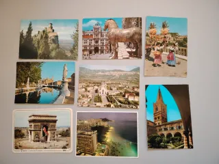 8 Cartoline Vintage Anni 80 con Francobolli Italia