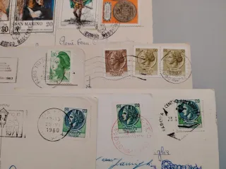 8 Cartoline Vintage Anni 80 con Francobolli Italia