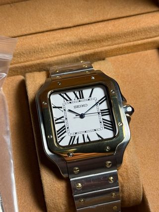 Seiko Mod Santos 38mm Oro y Plata