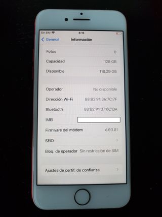 iPhone 7 128GB Rojo Batería 85% original