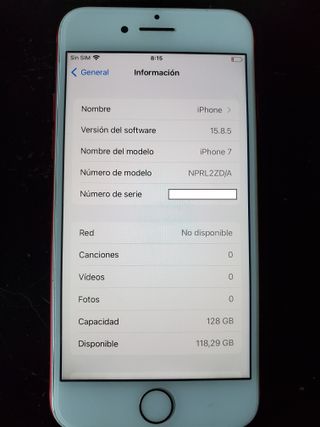 iPhone 7 128GB Rojo Batería 85% original