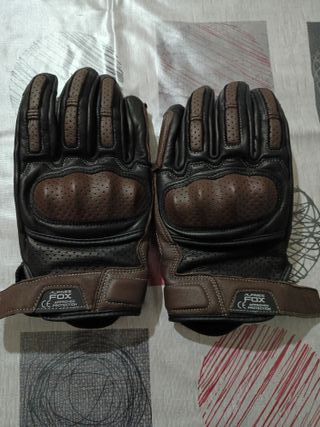 Guantes Moto Protección Cuero Marrón