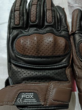 Guantes Moto Protección Cuero Marrón