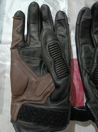 Guantes Moto Protección Cuero Marrón