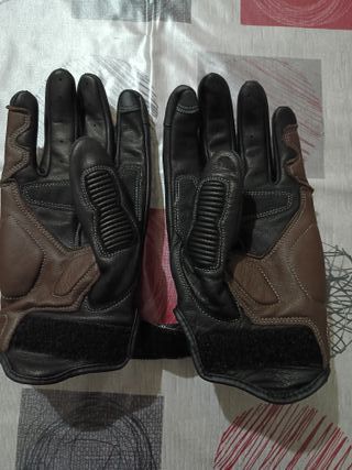 Guantes Moto Protección Cuero Marrón
