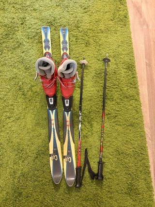 Esquís Salomon Combi 118cm + Bastones 90 cm+ Botas
