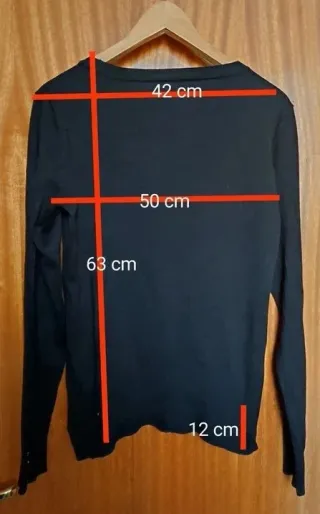 Jersey Negro H&M Talla L Viscosa Botones Puños