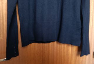 Jersey Negro H&M Talla L Viscosa Botones Puños