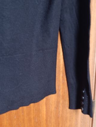 Jersey Negro H&M Talla L Viscosa Botones Puños