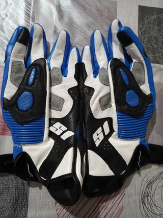 Guantes Moto Protección Azul Blanco Negro