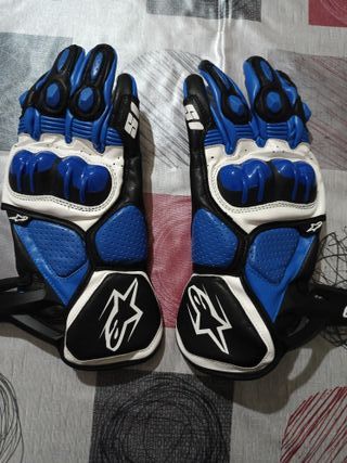 Guantes Moto Protección Azul Blanco Negro