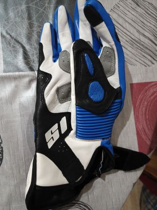 Guantes Moto Protección Azul Blanco Negro