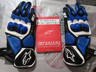 Guantes Moto Protección Azul Blanco Negro