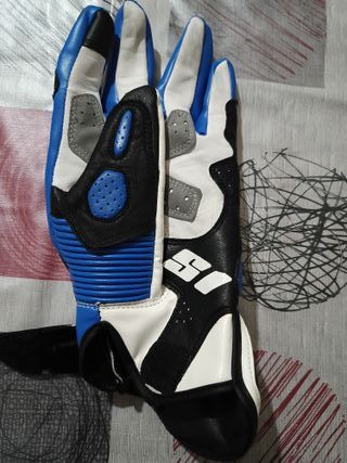 Guantes Moto Protección Azul Blanco Negro