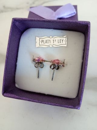 Pendientes Mariposa Swarovski Rosa y Plata