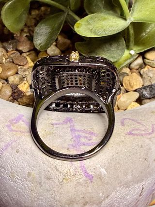 Anillo Plata 925 Baño Oro Negro Circonitas Multico