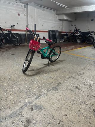 Bicicleta infantil rosa y turquesa